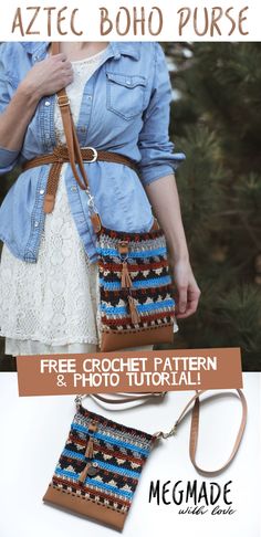 the free crochet pattern for this purse is easy to make and looks great