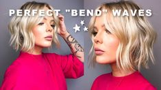 Get Perfect Waves for Your Short Bob *Every Time* with this Quick and Easy Curling Iron Tutorial! Very Short Bob Styles, Curling Beach Waves, Short Hair Ways To Style, Hair Beach Waves Tutorial, Bendy Waves Hair, Medium Bob Curly Hair, How To Curl French Bob, How To Style Textured Hair, Beach Hair For Short Hair