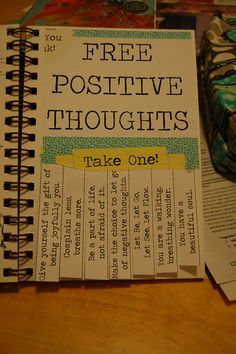 a book with the title free positive thoughts written on it