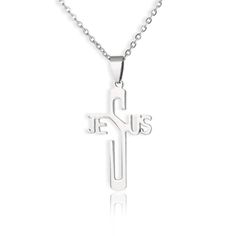 Men's Christian Necklace Jesus Name Personalized Spiritual Crucifix Necklace, Colossians 3 15, Jesus Necklace, In The Name Of Jesus, Jesus Stories, Christian Necklace, Christian Posters, God Help Me, The Savior