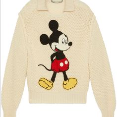 Authentic Gucci X Disney Mickey Mouse Polo Sweater Gucci Crocheted Wool Knit With Mickey Mouse Crochet Patch. From The Disney X Gucci Collection. Spread Collar. Long Sleeves. Gucci Label On The Back. Semi-Fitted. Ribbed Trims. Pullover Style. Wool. Made In Italy. Size And Fitting Information: Could Fit Most Body Type (Size Xs And Medium). Mickey Mouse Gucci, Mickey Mouse Images, Crochet Wool, Bowling Shirts, Polo Sweater, Embroidered Sweater, Disney Mickey Mouse, Wool Sweater, Disney Mickey