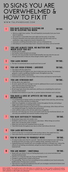 10 Signs You Are Overwhelmed & How To Fix It Self Care Activities, Healthy Mind, Coping Skills, Mental Wellness, Emotional Health, The Words, Better Life, Fix It