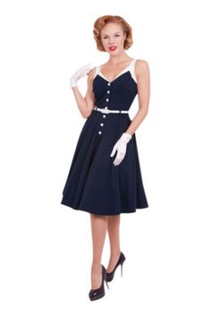 60s Vintage Inspired Tatyana Sea Breeze Dress Pinup Girl Sailor Navy Dress 1950s Pinup, Navy And White Dress, Sailor Dress, Bettie Page, Pin Up Dresses, Vintage Style Dresses, Sea Breeze, 50s Fashion