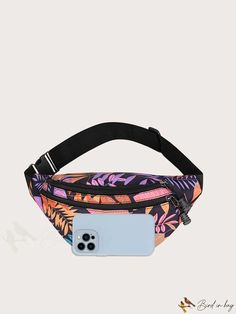 BirdinBag - Sporty Medium Waist Bag with Leaf Graphic Design Casual Multicolor Pouch Belt Bag, Multicolor Crossbody Belt Bag For Daily Use, Multicolor Belt Bag With Removable Pouch For Travel, Portable Multicolor Pouch Bag, Multicolor Belt Bag With Adjustable Strap For Travel, Multicolor Travel Pouch, Portable Multicolor Travel Pouch, Multicolor Portable Shoulder Bag For Travel, Portable Multicolor Shoulder Bag For Travel