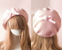 Doll Bow Autumn Plaid Beret Hat 💜 sugarplum · y2k, coquette, egl, cosplay fashion and home decor store 💜 Powered by Storenvy Pastel Academia, Plaid Beret, Cute Beret, Pink Beret, Kawaii Hat, Kawaii Hairstyles, Wool Beret, Hat Types, Wool Berets