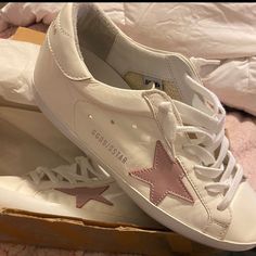 Never Worn New In Box With Original Dust Bag Size 39 I Think My Feet Are Shrinking! Yes You Heard Me Right I’m Willing To Trade For Size 8 Golden Goose Only Goose Shoes, Golden Goose Shoes, Golden Goose, Womens Shoes Sneakers, Pink White, Dust Bag, Women Shoes, Sneakers, The Originals