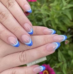 There's a new beauty trend taking over Instagram and it's absolutely stunning. Say hello to "quartz nails". Nail Designs Deep Blue, Subtle Blue Nail Designs, Dark Blue And White French Tip Nails, Light Blue And Dark Blue French Tips, Light And Dark Blue French Tip Nails, Blue Tips Nails Acrylic, Blue Tip Nails Almond, Ole Miss Nails, Easy Blue Nails