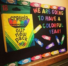 a bulletin board with some candy on it and the words we are going to have a colorful new year