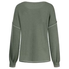 Women's Sweatshirt Crew Neck Bat Long Sleeve Loose Sweatshirt Casual Long Sleeve V-neck Top In Solid Color, Solid Color Long Sleeve Tops For Layering, Long Sleeve Solid Color Tops For Layering, Crew Neck Solid Color Blouse For Fall, Solid Color Crew Neck Blouse For Fall, Casual Long Sleeve Solid Color V-neck Top, Green V-neck Top With Ribbed Cuffs, Casual Long Sleeve T-shirt With Ribbed Neckline, Long Sleeve Tops With Ribbed Neckline And Relaxed Fit