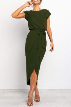 Details: Material: Knitting Style: Casual Pattern Type: Solid Neckline: O Neck Silhouette: Pencil Skirt Sleeve Style: Regular Sleeve Sleeve Length: Short Sleeve Dresses Length: Mid Calf Fit Type: Regular Clothing Length: Long Size(in) Bust Waist Hips S 37 24.8 33.9 M 39.4 26.8 35.8 L 41.7 28.7 37.8 XL 44.1 30.7 39.8 2XL 46.5 32.7 41.7 Tips:Due to the many variations in monitors, the color in the image could look slightly different, please take physical design and color shall prevail.Please allow Pencil Skirt Dress, After Midnight, Ankle Length Dress, Hip Length, Look Fashion, Cosplay Costume, Evening Wear, Ankle Length, Green Dress