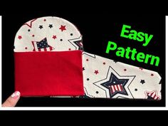 two oven mitts with the words easy pattern written in green and red on them