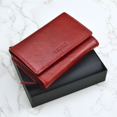 Gemma Women's Tri-fold Italian Leather Wallet - My Italian Decor Red Trifold Wallet For Daily Use, Red Trifold Wallet With Interior Card Slots, Red Trifold Wallet For Gift, Murano Glass Mirror, Woman Wallet, Xmas Wishlist, Wood Bottles, Gold Starburst, Soap Gift Set