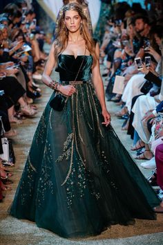 Elie Saab Haute Couture, Elie Saab Fall, Elie Saab Couture, Collection Couture, Green Gown, Fall 2017