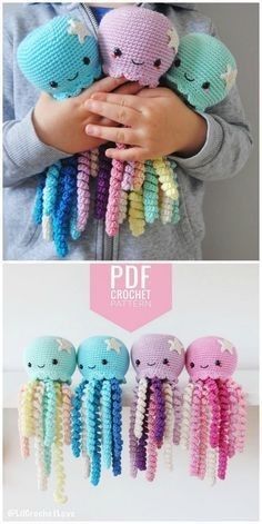 Crochet Jellyfish Pattern, Crocheted Octopus, Jellyfish Pattern, Crochet Jellyfish, Octopus Crochet Pattern, Crocheted Jellyfish, Crochet Mobile, Crochet Octopus, Pola Amigurumi