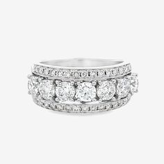 stacked diamond ring Luxury Diamond White Stackable Round Rings, Luxury White Diamond Cut Stackable Rings, 1 Diamond Ring, Channel Set Diamond Band, Channel Set, White Gold Ring, One Ring, Wide Bands, Eternity Bands