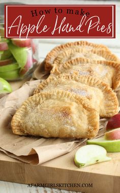 Apple Hand Pies with apple pie filling inside pie crust or biscuit dough. This apple pie recipe has homemade apple filling, hand pies can be frozen. Homemade Pie Crust, Homemade Apple Pie