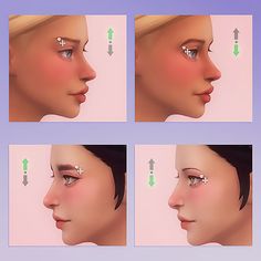 four different views of a woman's nose with arrows pointing to the left and right