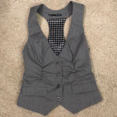 Maurices Vest. Super Cute With A Springy Top Inside. Nwot Fitted Gray Vest, Gray Fitted Tops With Pockets, Fitted Gray Tops With Pockets, Jackets & Coats, Super Cute, Jackets For Women, Grey, Women Shopping, Color