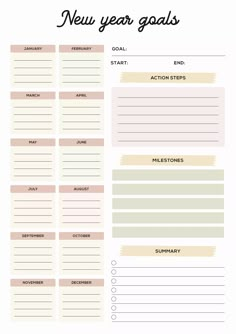 New Year Goals Tracker- Available For Multipl Goal Calendar Free Printable, New Years Resolutions Template, Pink Notion Template, Notion Template Ideas For Students, Pink Notion, Study Planner Free, Notion Template Free, Calendars 2024, Aesthetic Notion Template