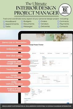 the ultimate interior design project manager info sheet with instructions and examples to help you plan your next project