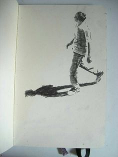 a drawing of a person riding a skateboard