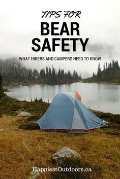 a tent sitting on top of a grass covered field next to a body of water