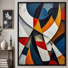 Colorful Modern Art 041 - Johanjjf - NicheCanvas Colorful Modern Art, Vibrant Artwork, Visual Artwork, Unique Aesthetic, Geometric Patterns, Floating Frame, Blue Orange, Modern Art, 1 Piece