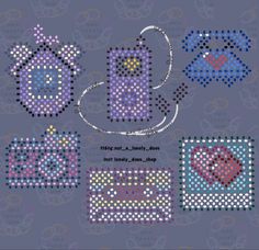 the cross stitch pattern has been designed to look like it is made with different colors and shapes