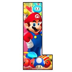 the letter l is made up of mario and luigi's characters in this image