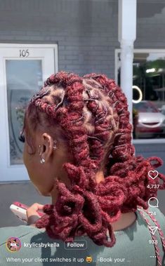 Short Locs Hairstyles For Prom, Back To School Hairstyles For Locs, Burgandy Locs On Black Women, Low Petal Bun Locs, Hairstyles With Dreads For Women, Petal Buns Locs, Loc Styles With Bangs, Locs Hairstyles For Prom