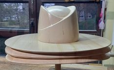 Wooden hat block for millinery, hatmaker : brim + crown Basswood, natural colour, treated with water-resistant lack. Size: 57cm = 22,5 inch ( circumference ) Brim with doppel string groove - versable Weight: 4,85 kg Brand new item. Shipping cost estimated, will be calculated according to your country! Hat Blocks, New Model, Water Resistant, Craft Supplies