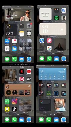 an iphone screen showing the home screen and app icons, all in different positions on it