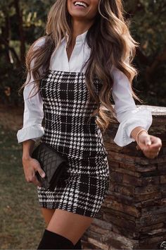 Funky Dresses, Women Long Sleeve Dress, Mode Casual, Plaid Dress Shirt, Looks Chic, Mini Shirt Dress, Piece Dress