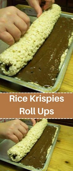 rice krispies roll ups are ready to be baked in the oven and put into baking tins