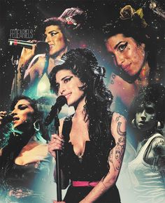 a woman holding a microphone in front of a group of women with tattoos on their arms