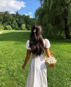 A Girl, White Dress, Walking, Flowers, On Instagram, White, Instagram