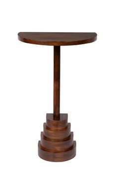 a round wooden table with two pedestals on each side and one end in the middle