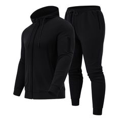 1.Two Piece Outfits For Men-Full zip sweatsuit set ,lightweight and breathable fabric keeping comfortable and freedom while jogging or athletic training at all season. 2.Men's SweatPants Features: 2 Side Pockets , Gathered ribbed ankle, Delicate waist elastic design with drawstring for fit waist better. 3.Men Jacket Track Suits 2 Piece Polo tracksuit set with hooded,full zip closure;Tops and trousers each have two side pockets, extra storage room, convenient for holding items like phones, keys, Functional Winter Jogging Tracksuit, Functional Winter Tracksuit For Jogging, Winter Workout Tracksuit In Solid Color, Hooded Solid Color Tracksuit For Workout, Black Hooded Tracksuit For Sports Season, Fleece Tracksuit For Gym During Sports Season, Winter Training Tracksuit With Long Sleeves, Winter Sportswear Tracksuit For Gym, Winter Gym Sportswear Tracksuit