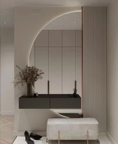 a modern bathroom with white walls and flooring