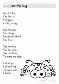 a bug poem with the words see the bug