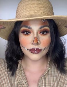 Pumpkin Patch Makeup, Scarecrow Costume Women Diy, Scarecrow Makeup, Devil Makeup, Diy Costumes Women