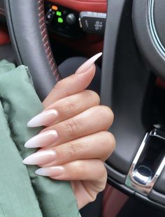 Soft Stilleto Nails Shape, Medium Stilleto Nails Almond, Wedding Nails Long Almond, Elegant Acrylic Nails Almond, Milky Stiletto Nails, Almond Point Nails, Sharp Almond Acrylic Nails, Lori Harvey Nails, Almond Gel X Nail Designs