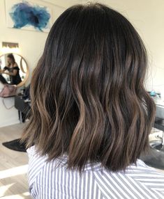 Dimensional Brunette Short Bob, Short Brown Dimensional Hair, Brown Hair Colors On Short Hair, Bob Hair Balayage Brunettes, Dark Brown Short Hair Balayage, Short Dark Brown Balayage, Short Hair Balayage Dark, Dimensional Short Hair, Brunette Balayage Bob Hair