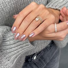 Chrome Nail Colors, Nail Coat, Modern Nails, Oval Nails, Neutral Nails, Dipped Nails, Trends 2022, Chrome Nails