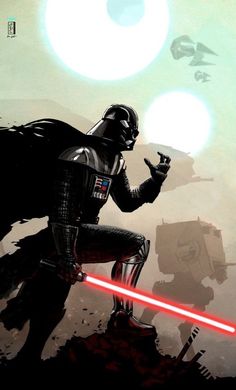 darth vader is pointing at the light