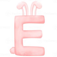 the letter e is made up of pink balloons and some white stuff on top of it