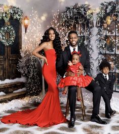 a family posing for a christmas card