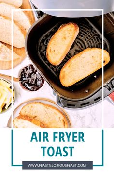 air fryer toast with text overlay that says air fryer toast