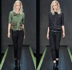 G-Star RAW Amsterdam 2015-2016 Fall Autumn Winter Womens Runway Catwalk Looks - Vintage Grunge Destroyed Patched Denim Jeans Military Utility Cargo Pockets Overshirt Super Skinny Boyfriend Boots Quilted Puffer Blouse Outerwear Coat Parka Baseball Varsity Jacket Onesie Jumpsuit Boiler Suit Salopette Coveralls Bib Brace Dungarees Moto Motorcycle Biker Leather Racer Knee Panels Grunge Asymmetrical Slouchy Art Study