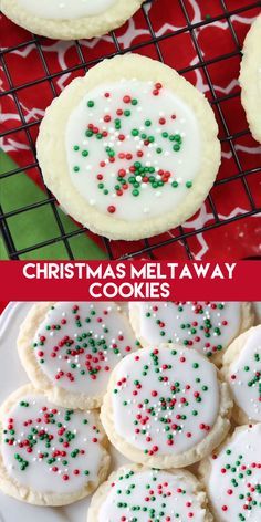 christmas meltaway cookies on a cooling rack